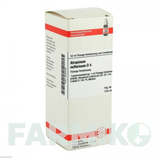 АТРОПИНУМ СУЛЬФУРИКУМ (ATROPINUM SULFURICUM) D 4 раствор 50 мл - Гомеопатия DHU