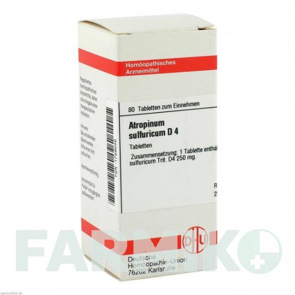 АТРОПІНУМ СУЛЬФУРИКУМ (ATROPINUM SULFURICUM) D 4 таблетки 80 шт - Гомеопатія DHU