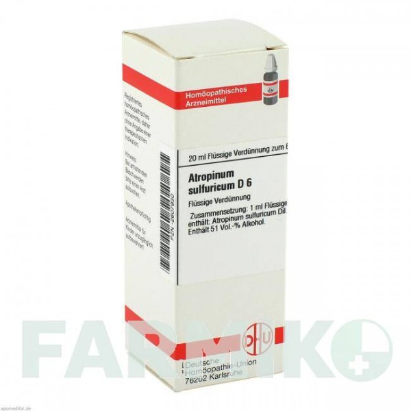 АТРОПИНУМ СУЛЬФУРИКУМ (ATROPINUM SULFURICUM) D 6 раствор 20 мл - Гомеопатия DHU