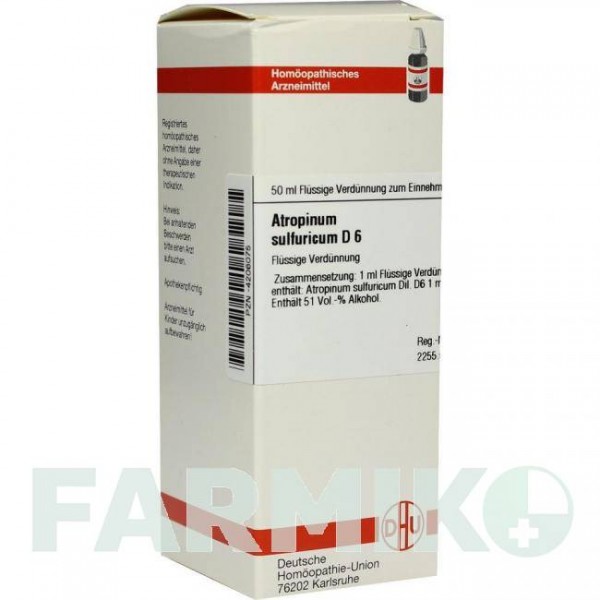 АТРОПИНУМ СУЛЬФУРИКУМ (ATROPINUM SULFURICUM) D 6 раствор 50 мл - Гомеопатия DHU