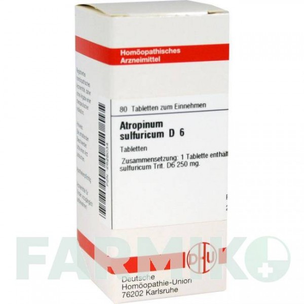 АТРОПИНУМ СУЛЬФУРИКУМ (ATROPINUM SULFURICUM) D 6 таблетки 80 шт - Гомеопатия DHU
