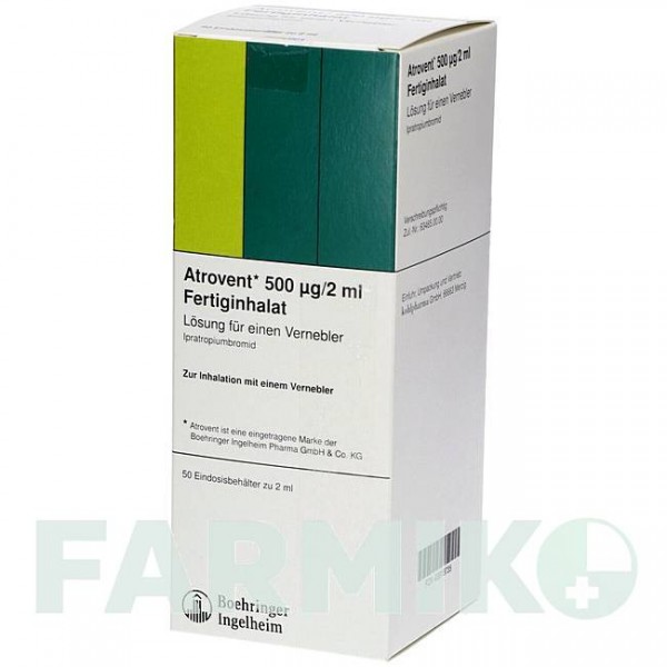 АТРОВЕНТ (ATROVENT) 500 мкг/2 мл раствор 50x2 мл - Ипратропия бромид KOHLPHARMA