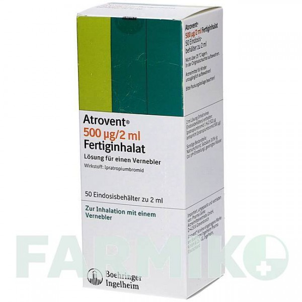 АТРОВЕНТ (ATROVENT) 500 мкг/2 мл розчин 50x2 мл - Іпратропію бромід PHARMA GERKE