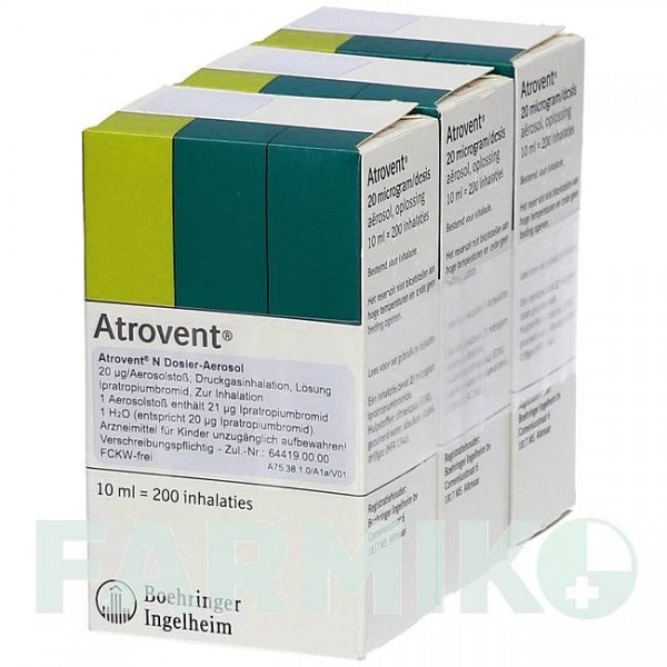 АТРОВЕНТ (ATROVENT) аэрозоль 3x10 мл - Ипратропия бромид AXICORP PHARMA