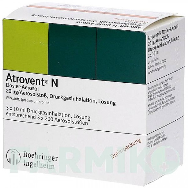 АТРОВЕНТ (ATROVENT) аерозоль 3x10 мл - Іпратропію бромід BOEHRINGER INGELHEIM