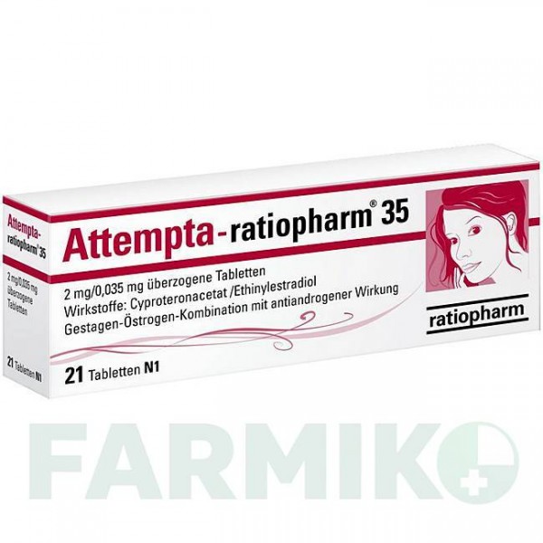 АТТЕМПТА (ATTEMPTA) 2 мг/0,035 мг таблетки 21 шт - Ципротерон, Эстроген RATIOPHARM