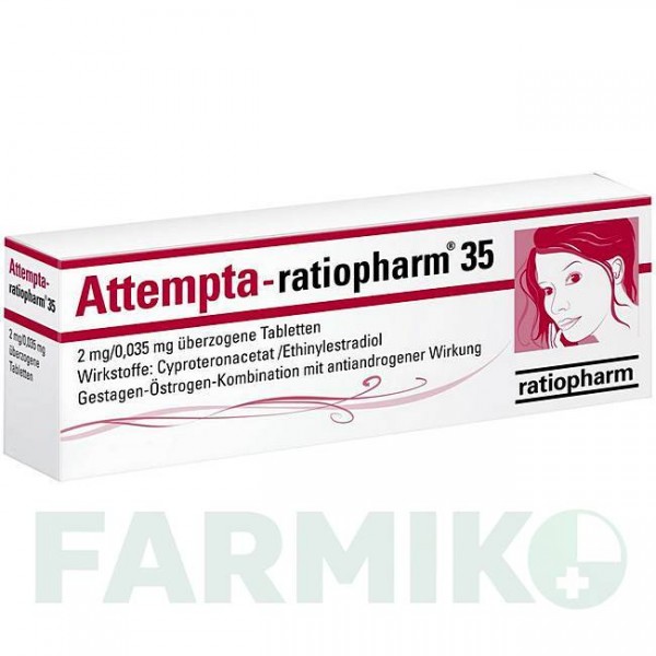 АТТЕМПТА (ATTEMPTA) 2 мг/0,035 мг таблетки 6x21 шт - Ципротерон, Эстроген RATIOPHARM