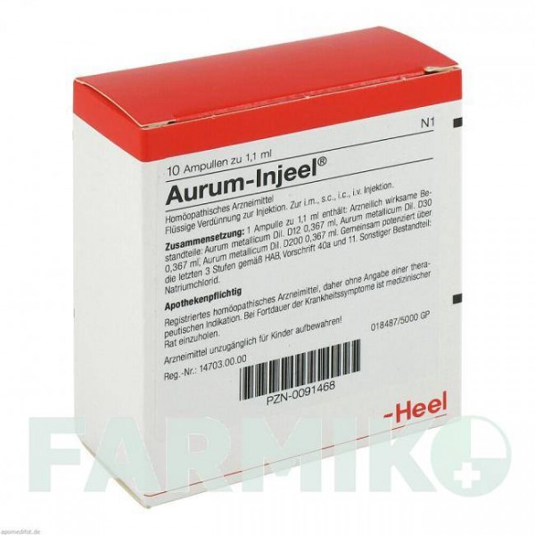 АУРУМ ИНЬЕЛЬ (AURUM INJEEL) ампулы 10 шт - Гомеопатия BIOLOGISCHE HEILMITTEL HEEL