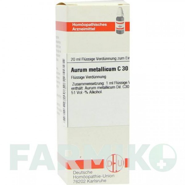 АУРУМ МЕТАЛЛИКУМ (AURUM METALLICUM) C 30 раствор 20 мл - Гомеопатия DHU