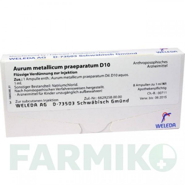 АУРУМ МЕТАЛІКУМ (AURUM METALLICUM) D 10 ампули 8 шт - Гомеопатія WELEDA
