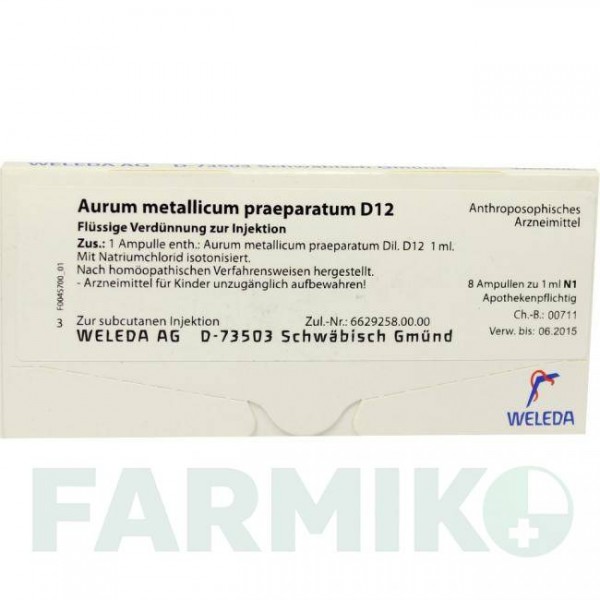 АУРУМ МЕТАЛЛИКУМ (AURUM METALLICUM) D 12 ампулы 8 шт - Гомеопатия WELEDA