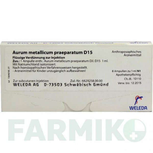 АУРУМ МЕТАЛЛИКУМ (AURUM METALLICUM) D 15 ампулы 8 шт - Гомеопатия WELEDA