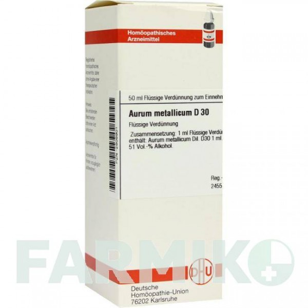 АУРУМ МЕТАЛЛИКУМ (AURUM METALLICUM) D 30 раствор 50 мл - Гомеопатия DHU