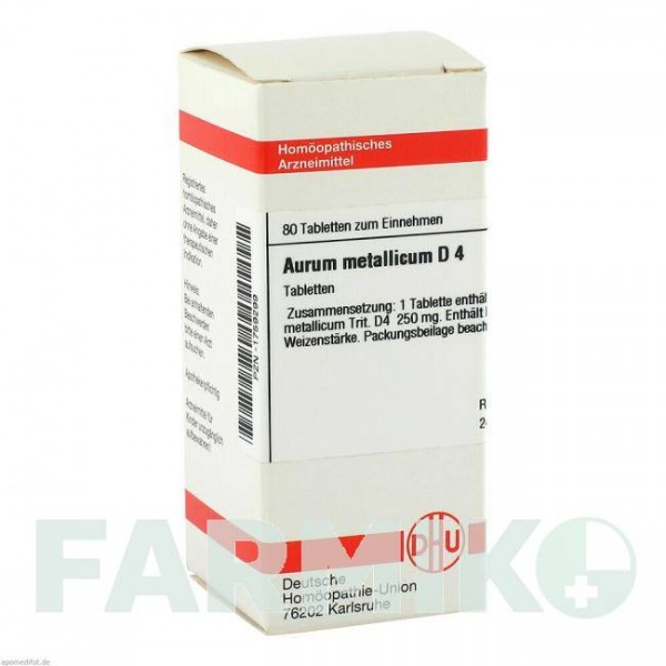 АУРУМ МЕТАЛЛИКУМ (AURUM METALLICUM) D 4 таблетки 80 шт - Гомеопатия DHU