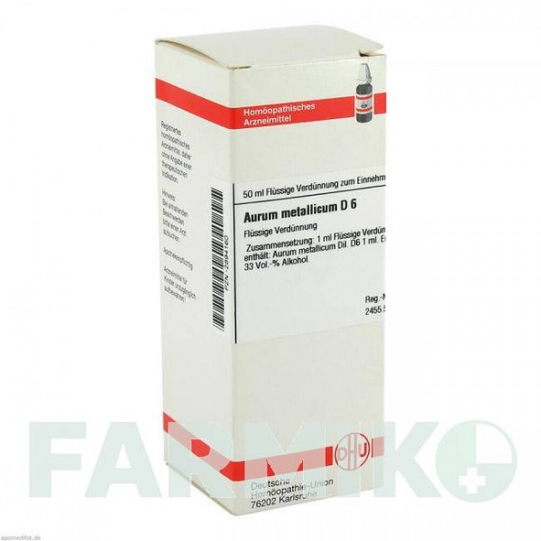 АУРУМ МЕТАЛЛИКУМ (AURUM METALLICUM) D 6 раствор 50 мл - Гомеопатия DHU