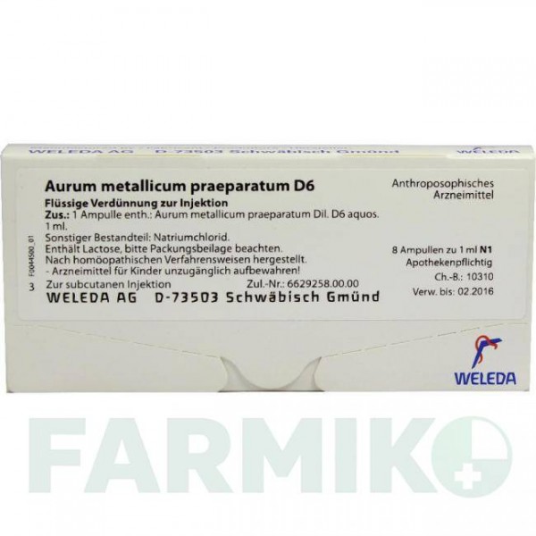 АУРУМ МЕТАЛІКУМ (AURUM METALLICUM) D 6 ампули 8 шт - Гомеопатія WELEDA