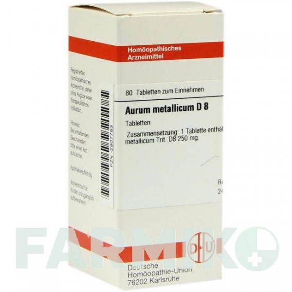 АУРУМ МЕТАЛЛИКУМ (AURUM METALLICUM) D 8 таблетки 80 шт - Гомеопатия DHU