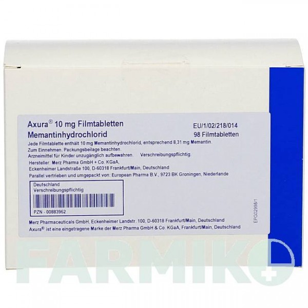 АКСУРА (AXURA) 10 мг таблетки 98 шт - Мемантин EUROPEAN PHARMA
