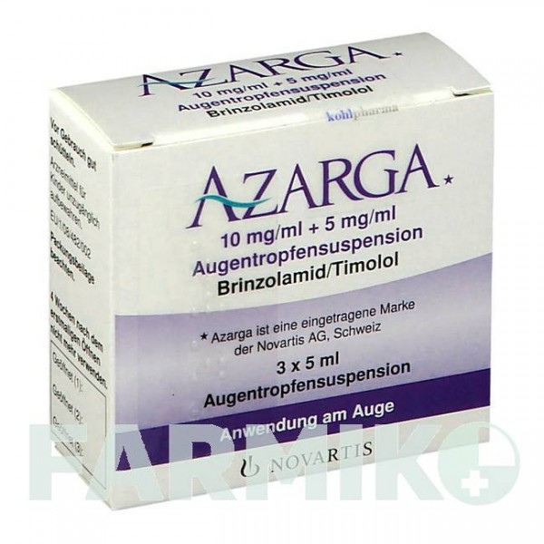 АЗАРГА (AZARGA) 10 мг/мл + 5 мг/мл краплі 3x5 мл - Тимолол, Бринзоламід KOHLPHARMA