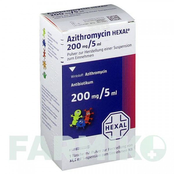 АЗИТРОМИЦИН (AZITHROMYCIN) 200 мг/5 мл порошок 37,5 мл - Азитромицин HEXAL