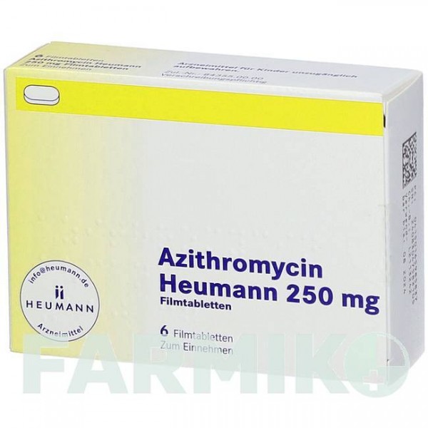 АЗИТРОМІЦИН (AZITHROMYCIN) 250 мг таблетки 6 шт - Азитроміцин HEUMANN PHARMA