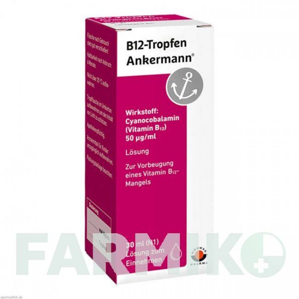 B12 АНКЕРМАНН (B12 ANKERMANN) раствор 30 мл - Витамин B12 (Цианокобаламин) WORWAG PHARMA
