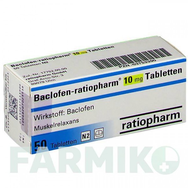 БАКЛОФЕН (BACLOFEN) 10 мг таблетки 50 шт - Баклофен RATIOPHARM