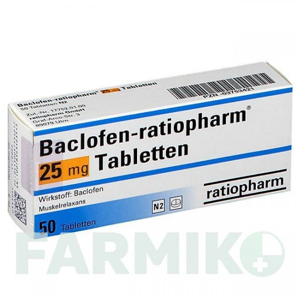 БАКЛОФЕН (BACLOFEN) 25 мг таблетки 50 шт - Баклофен RATIOPHARM