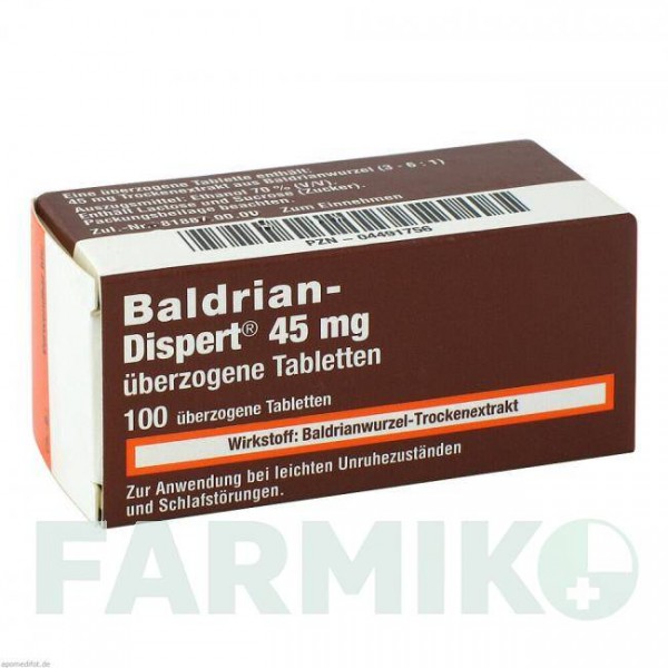 БАЛДРИАН ДИСПЕРТ (BALDRIAN DISPERT) 45 мг таблетки 100 шт - Корень валерианы CHEPLAPHARM