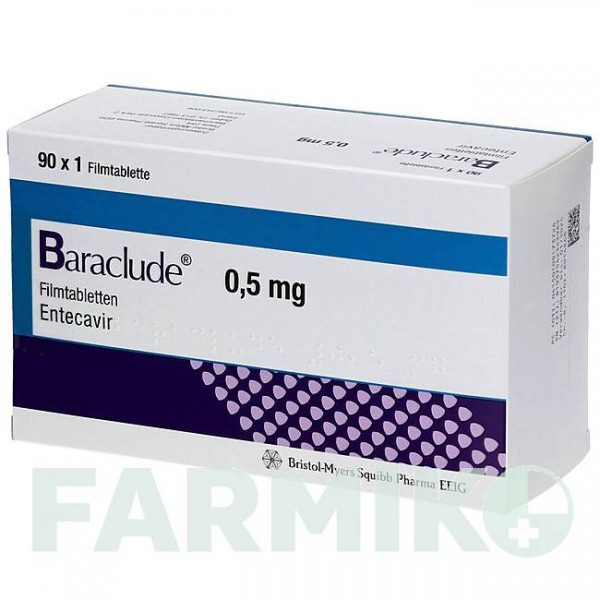 БАРАКЛЮД (BARACLUDE) 0,5 мг таблетки 90 шт - Энтекавир ABACUS MEDICINE