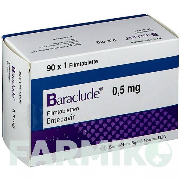БАРАКЛЮД (BARACLUDE) 0,5 мг таблетки 30 шт - Энтекавир BRISTOL-MYERS SQUIBB