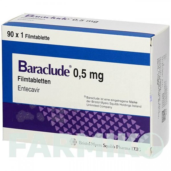 БАРАКЛЮД (BARACLUDE) 0,5 мг таблетки 30 шт - Энтекавир KOHLPHARMA