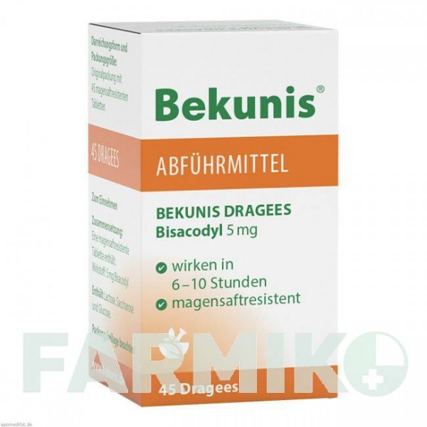 БЕКУНИС (BEKUNIS) 5 мг таблетки 45 шт - Бисакодил ROHA