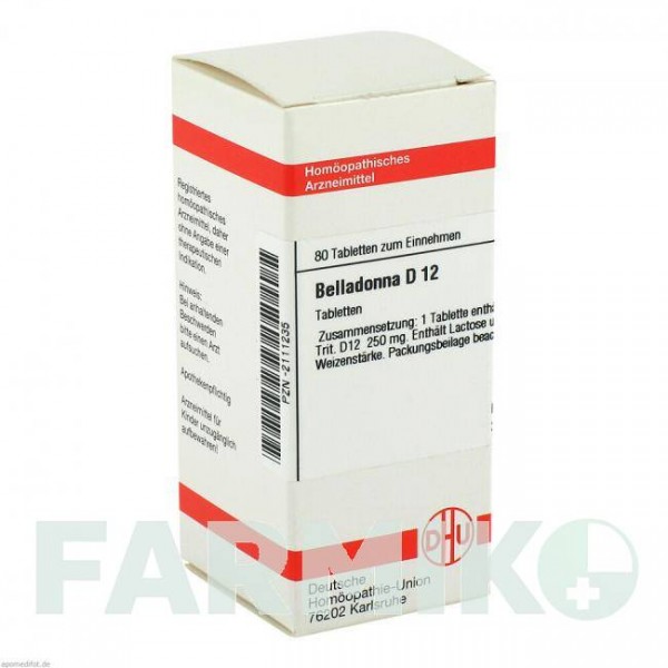 БЕЛЛАДОННА (BELLADONNA) D 12 таблетки 80 шт - Гомеопатия DHU