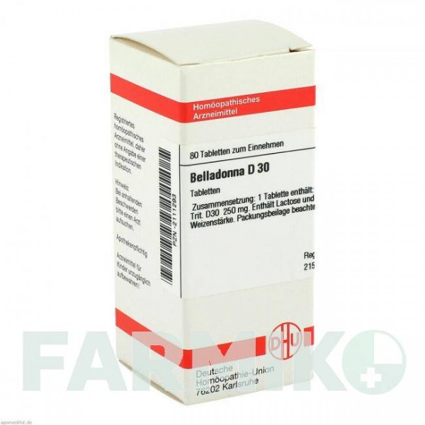 БЕЛЛАДОННА (BELLADONNA) D 30 таблетки 80 шт - Гомеопатия DHU