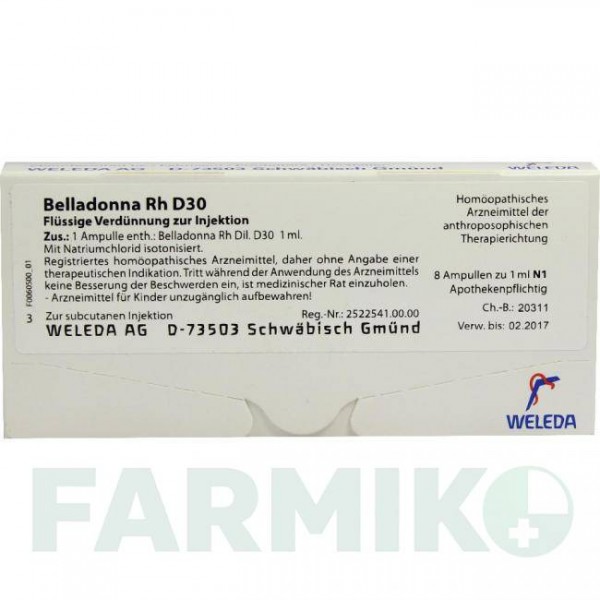 БЕЛЛАДОННА (BELLADONNA) D 30 ампули 8x1 мл - Гомеопатія WELEDA
