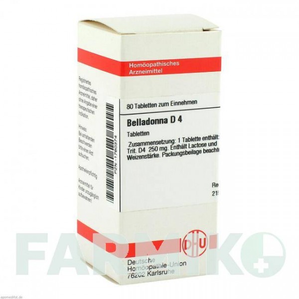 БЕЛЛАДОННА (BELLADONNA) D 4 таблетки 80 шт - Гомеопатия DHU