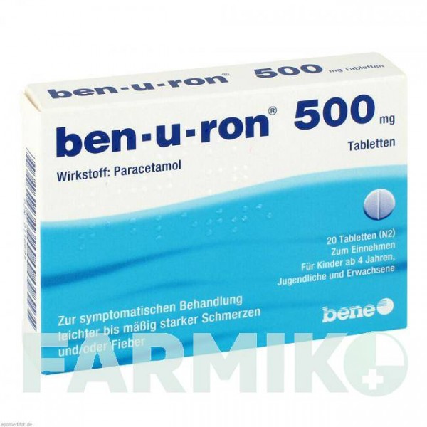 БЕН (BEN) 500 мг таблетки 20 шт - Парацетамол BENE