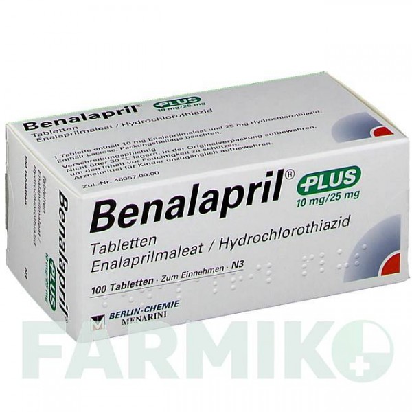 БЕНАЛАПРИЛ (BENALAPRIL) таблетки 100 шт - Еналаприл, Гідрохлоротіазид BERLIN-CHEMIE