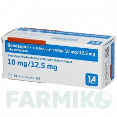 БЕНАЗЕПРИЛ (BENAZEPRIL) 10/12,5 мг таблетки 98 шт - Беназеприл, Гідрохлоротіазид 1 A PHARMA