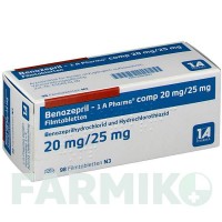 БЕНАЗЕПРИЛ (BENAZEPRIL) 20/25 мг таблетки 98 шт - Беназеприл, Гидрохлоротиазид 1 A PHARMA
