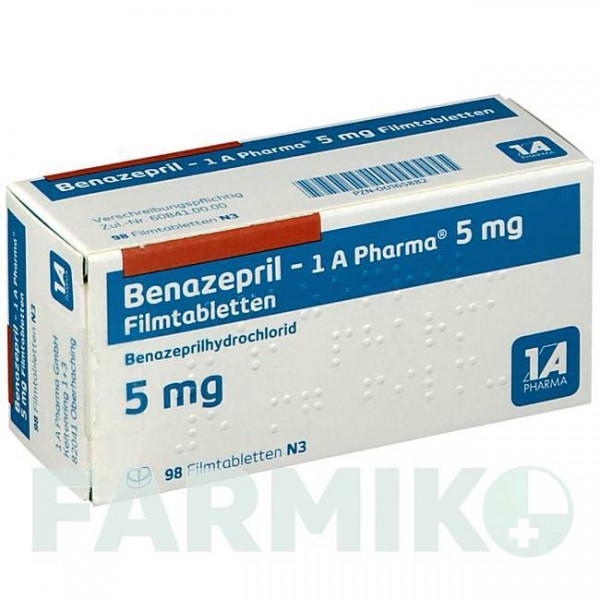 БЕНАЗЕПРИЛ (BENAZEPRIL) 5 мг таблетки 98 шт - Беназеприл 1 A PHARMA