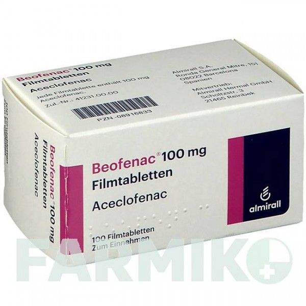 БЕОФЕНАК (BEOFENAC) 100 мг таблетки 100 шт - Ацеклофенак ALMIRALL