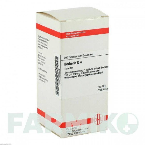 БЕРБЕРИС (BERBERIS) D 4 таблетки 200 шт - Гомеопатия DHU