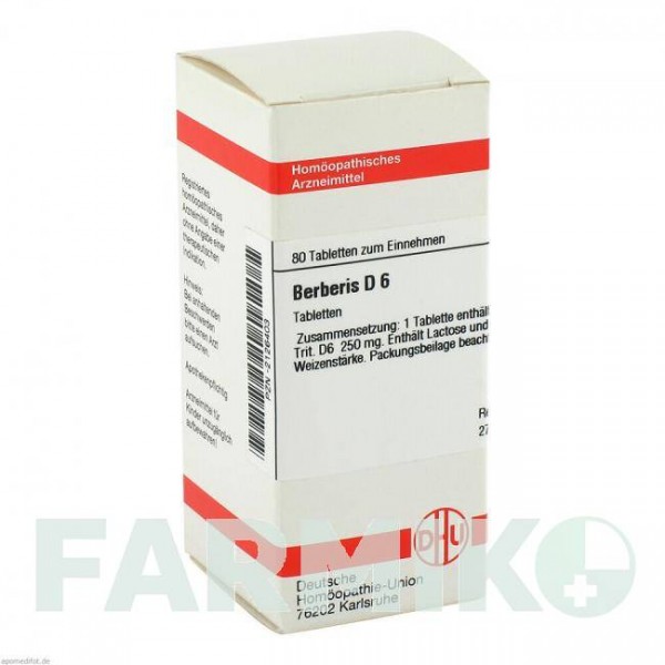 БЕРБЕРИС (BERBERIS) D 6 таблетки 80 шт - Гомеопатия DHU