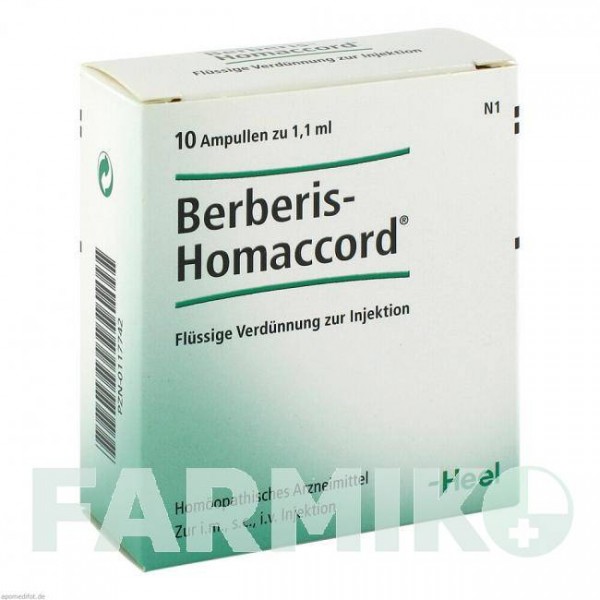 БЕРБЕРИС ХОМАККОРД (BERBERIS HOMACCORD) ампулы 10 шт - Гомеопатия BIOLOGISCHE HEILMITTEL HEEL