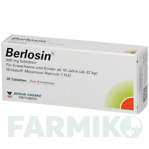 БЕРЛОЗИН (BERLOSIN) таблетки 20 шт - Метамізол натрію BERLIN-CHEMIE