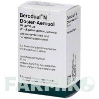 БЕРОДУАЛ (BERODUAL) 20 мкг/50 мкг аерозоль 10 мл - Фенотерол, Іпратропію бромід 1 0 1 CAREFARM