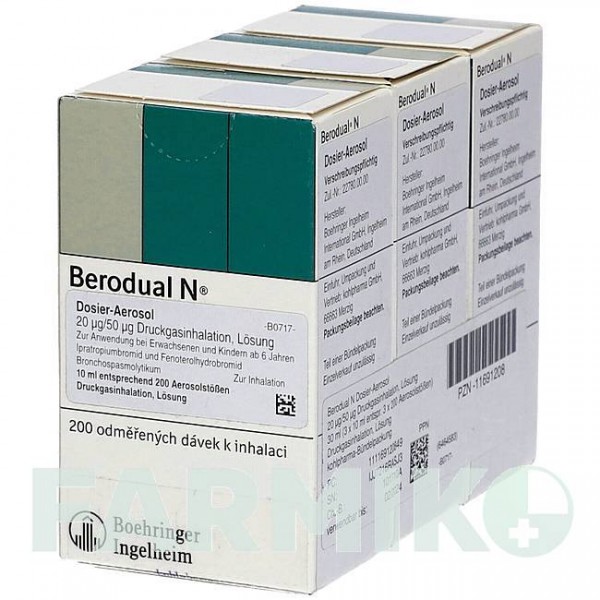 БЕРОДУАЛ (BERODUAL) аэрозоль 3x10 мл - Фенотерол, Ипратропия бромид KOHLPHARMA