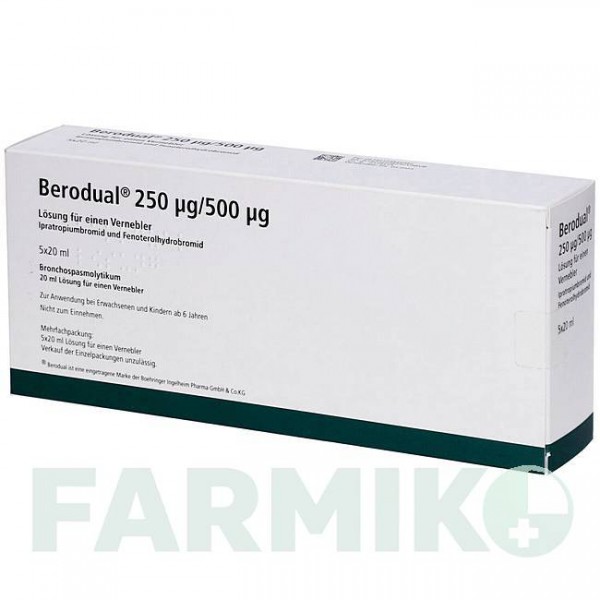БЕРОДУАЛ (BERODUAL) раствор 5x20 мл - Фенотерол, Ипратропия бромид ORIFARM